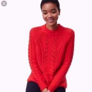 LOFT Cable Crew Neck Wool Sweater